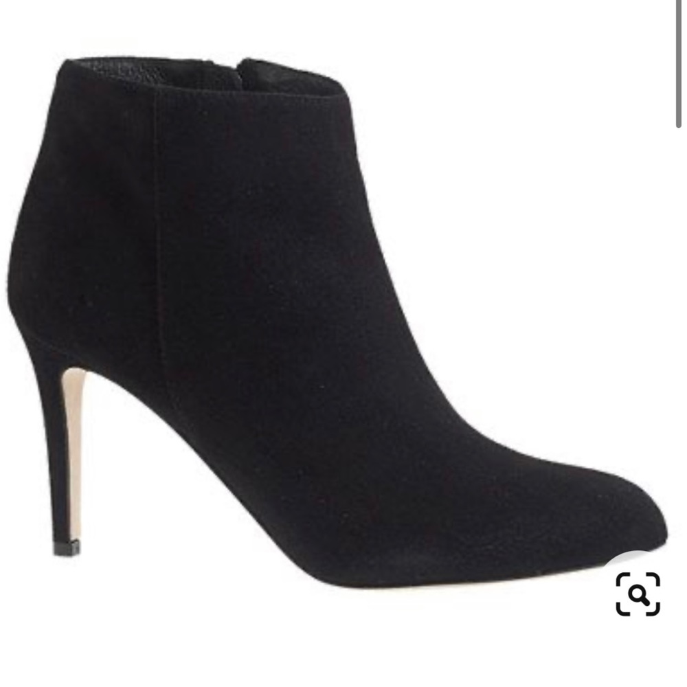 J crew Metropolitan black suede ankle booties with leather sole, Size 10.5